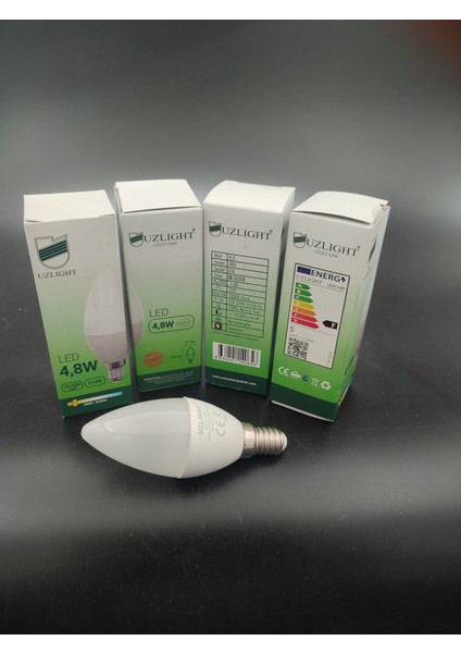 LED Ampul (E.14) Mum Ampul.gün Işığı (4,8 Watt=40 Watt)(4.adetli Paket)