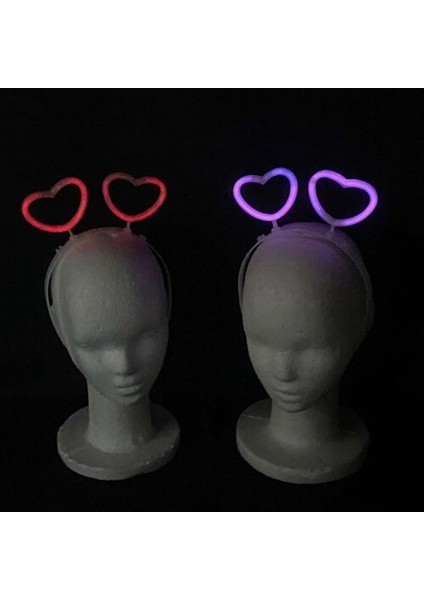 Glow Stick Karanlıkta Yanan Fosforlu Kalp Taç 12 Adet modelleri