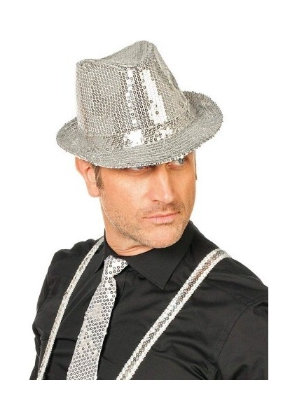 Gümüş Payetli Fötr Şapka Yetişkin Boy fiyatları