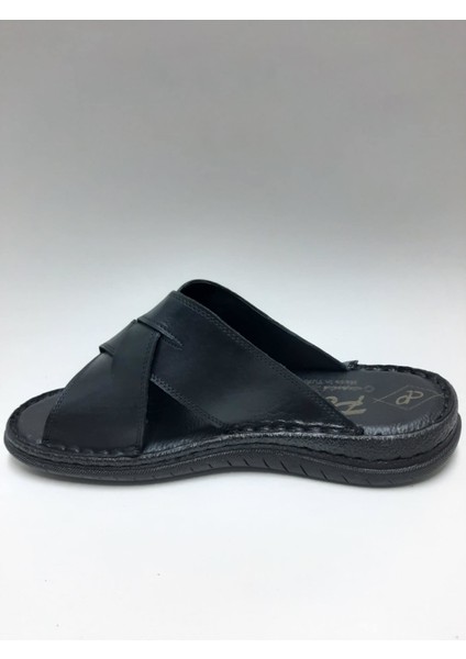Hakiki Deri Siyah Günlük Burnu Açık Rahat Tabanlı Erkek Terlik C-983376PKRTRLK modelleri