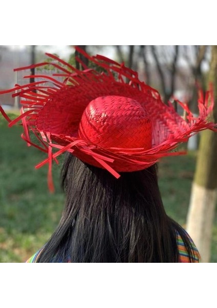 Tropikal Parti Kırmızı Hasır Hawaii Şapkası fırsatları