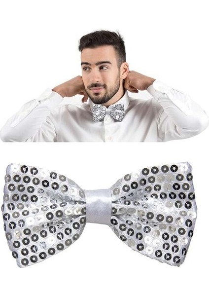 Gümüş Payetli Pullu Papyon fırsatları