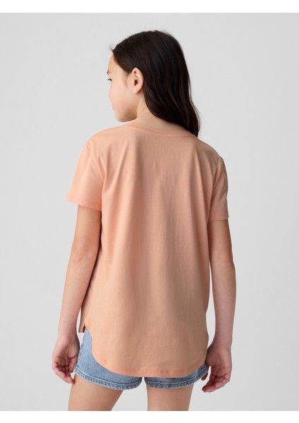 Kız Çocuk Turuncu Flippy Grafikli T-Shirt