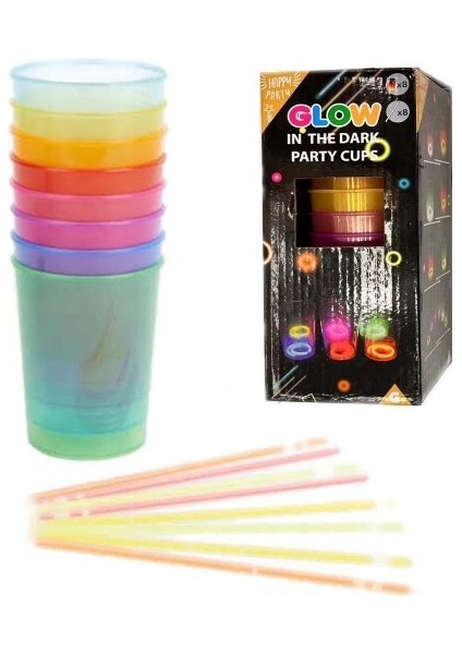 Karanlıkta Yanan Mega Glow Bardaklar 8 Adet indirimleri