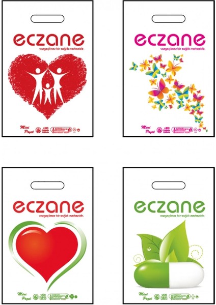 Eczane Baskılı El Geçme Blok Poşet 1 No 22X33 cm ( 100 Adet )