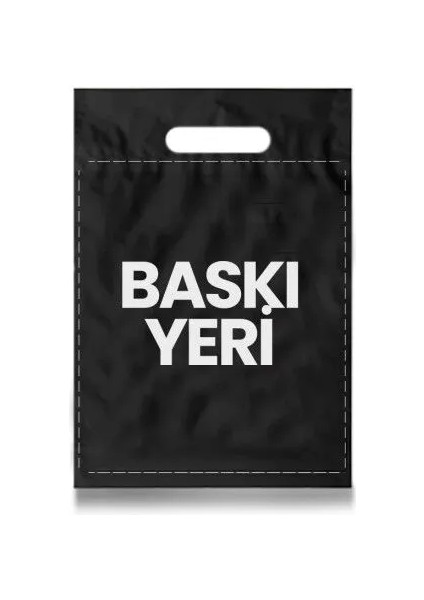 Baskılı Siyah El Geçmeli Mağaza Poşeti