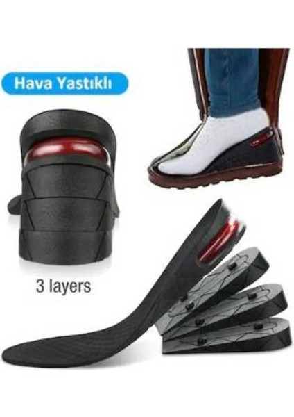 UltraNova Hava Yastıklı 7 cm Tam Boy Tabanlık, Poliüretan, Gizli Topuk Uzatıcı