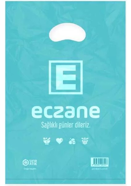 Bloklu Elgeçme Turkuaz Eczane Poşeti 17X26 cm - 800 Adet