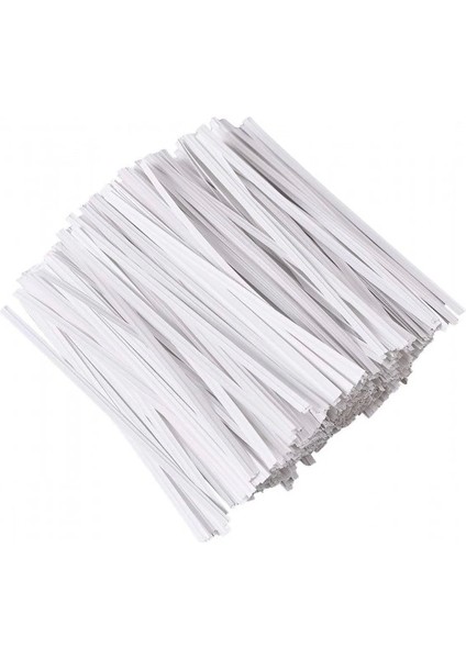 Körüklü Opp Poşet Plastik Kapama Klipsi - 14 cm Beyaz Plastik - 100 Adet