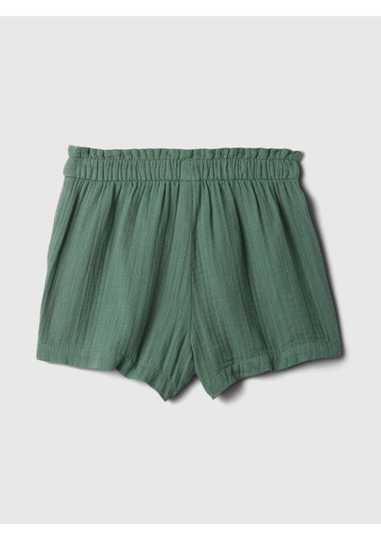 Kız Bebek Haki Crinkle Gauze Pull-On Şort