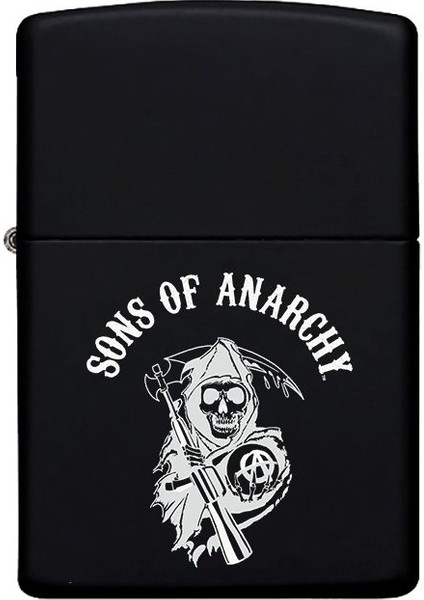 Sons Of Anarchy Desenli Kişiye Özel Isimli Benzinli Siyah Metal Çakmak fiyatları