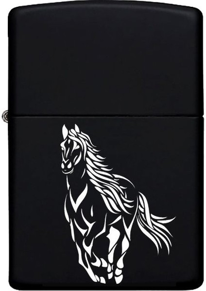 At Desenli Kişiye Özel Isimli Benzinli Siyah Metal Çakmak 60 fiyatları