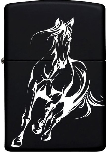 At Desenli Kişiye Özel Isimli Benzinli Siyah Metal Çakmak fiyatları