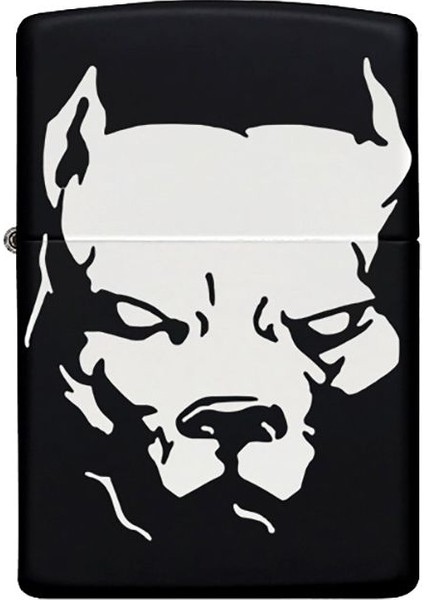 Pitbull Desenli Kişiye Özel Isimli Benzinli Siyah Metal Çakmak
