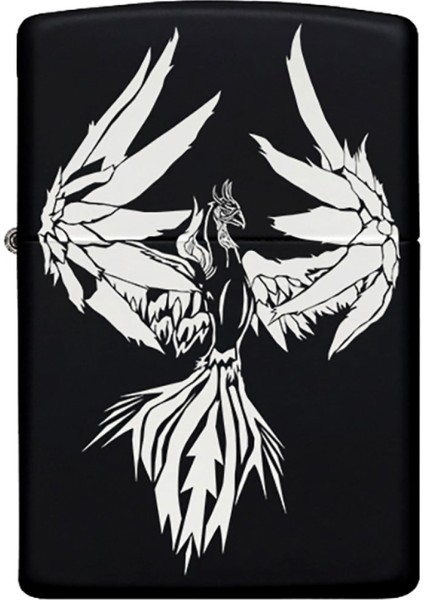 Anka Kuşu Desenli Kişiye Özel Isimli Zippo Çakmak Benzinli Siyah Metal Çakmak