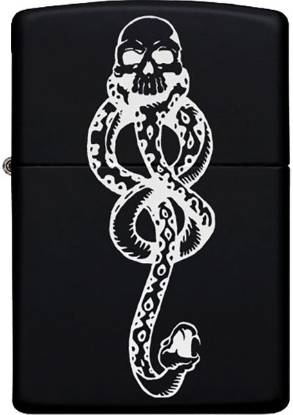 Yılan Desenli Kişiye Özel Isimli Benzinli Siyah Metal Çakmak 20