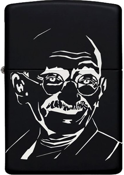 Gandi Desenli Kişiye Özel Isimli Benzinli Siyah Metal Çakmak