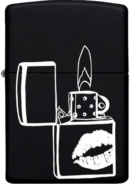 Çakmak Desenli Kişiye Özel Isimli Benzinli Siyah Metal Çakmak 3