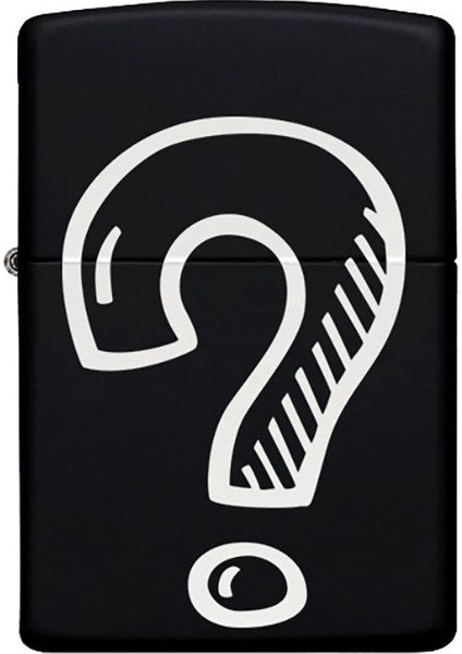 Soru Işareti Desenli Kişiye Özel Isimli Benzinli Siyah Metal Çakmak