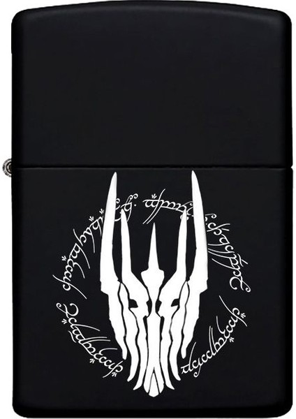 Lotr Sauron Desenli Kişiye Özel Isimli Benzinli Siyah Metal Çakmak