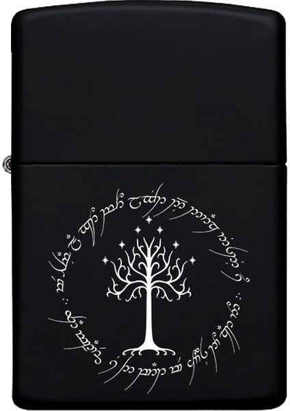 Gondor Desenli Kişiye Özel Isimli Benzinli Siyah Metal Çakmak