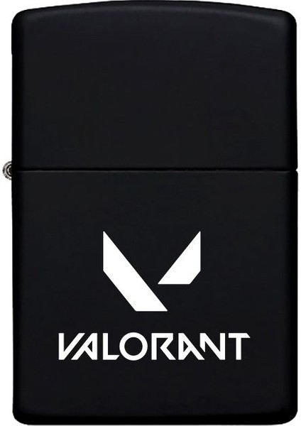 Valorant Desenli Kişiye Özel Isimli Benzinli Siyah Metal Çakmak