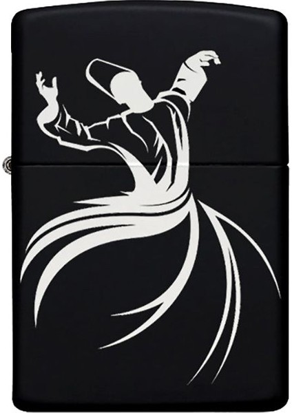 Mevlana Desenli Kişiye Özel Isimli Benzinli Siyah Metal Çakmak