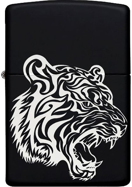 Kaplan Desenli Kişiye Özel Isimli Benzinli Siyah Metal Çakmak