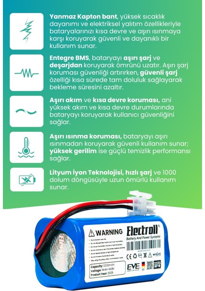 Ilıfe V7s Uyumlu Batarya (Ultra Yüksek Kapasite) 3200mah Pil Robot Süpürge Bataryası modelleri