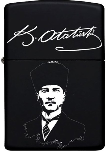 Atatürk Imzalı Kişiye Özel Isimli Benzinli Siyah Metal Çakmak 22
