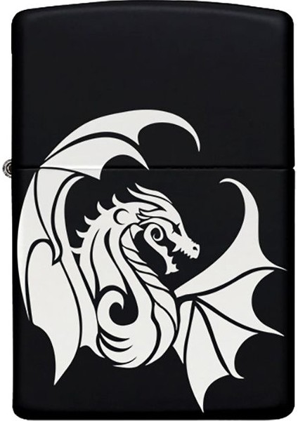 Ejderha Desenli Kişiye Özel Isimli Benzinli Siyah Metal Çakmak