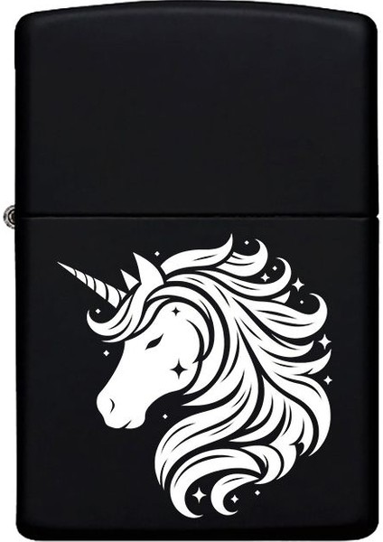 Unicorn Desenli Kişiye Özel Isimli Benzinli Siyah Metal Çakmak fiyatları