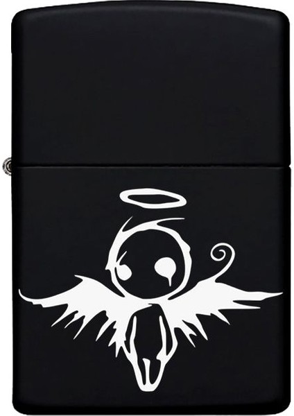 Melek Desenli Kişiye Özel Isimli Benzinli Siyah Metal Çakmak