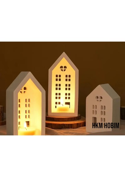 Estetik 3'lü Dekoratif Şamdan ve Mumluk Takımı | Ev ve Masa Üstü Aksesuar Dekor
