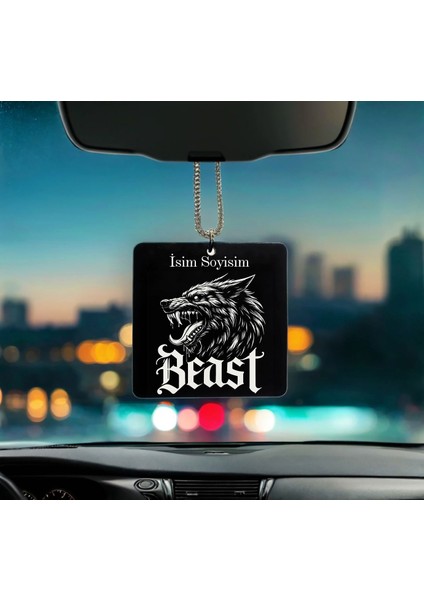 Beast Kurt Desenli Kişiye Özel Isimli Pleksi Dikiz Ayna Süsü