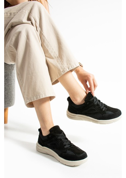 Stuan Kadın Hakiki Süet Deri Siyah Spor Ayakkabı modelleri