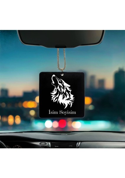 Kurt Desenli Kişiye Özel Isimli Pleksi Dikiz Ayna Süsü 5