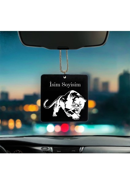 Jaguar Desenli Kişiye Özel Isimli Pleksi Dikiz Ayna Süsü