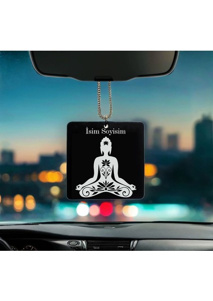 Meditasyon Desenli Kişiye Özel Isimli Pleksi Dikiz Ayna Süsü