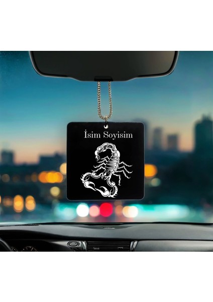 Akrep Desenli Kişiye Özel Isimli Pleksi Dikiz Ayna Süsü