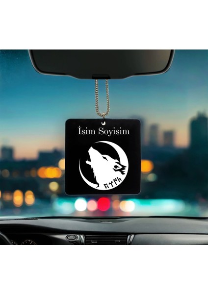 Kurt Desenli Kişiye Özel Isimli Pleksi Dikiz Ayna Süsü 3