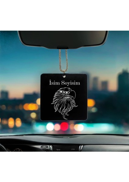 Kartal Desenli Kişiye Özel Isimli Pleksi Dikiz Ayna Süsü 4
