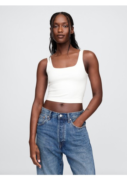 Kadın Beyaz Compact Jersey Crop Atlet