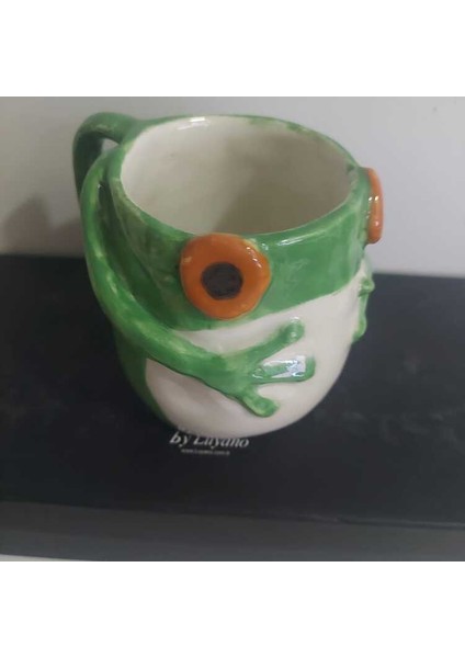 Özel Kupa Yeşil Kurbağa Bardak Ev Sofra Seramik El Yapım Seramic Art 1 Adet