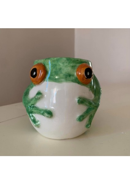 Özel Kupa Yeşil Kurbağa Bardak Ev Sofra Seramik El Yapım Seramic Art 1 Adet fiyatları