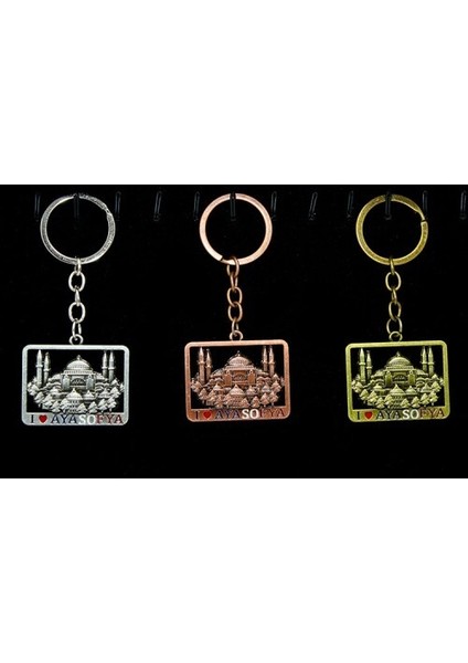 Metal Ayasofya Anahtarlık Kare Tasarım