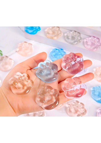 5 Adet Kedi Patisi Squishy Pençe Stress Oyuncağı Sukuşi Şeffaf