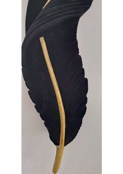 Tüy Aplik Ledli Kablolu Kadife Kaplama Gold Detayli Dekoratif Duvar Aydınlatma 60X16 cm