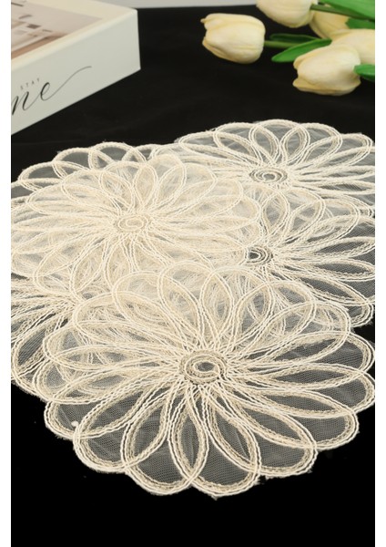 6 Adet Yelpaze Krem Gold Simli Bardak Altlığı & Kokteyl Peçetesi fırsatları