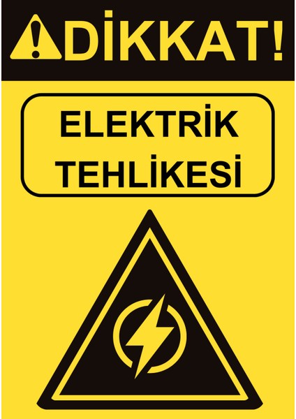 35 x 50 Elektrik Tehlikesi Folyo Baskı Sticker Uyarı Levhası